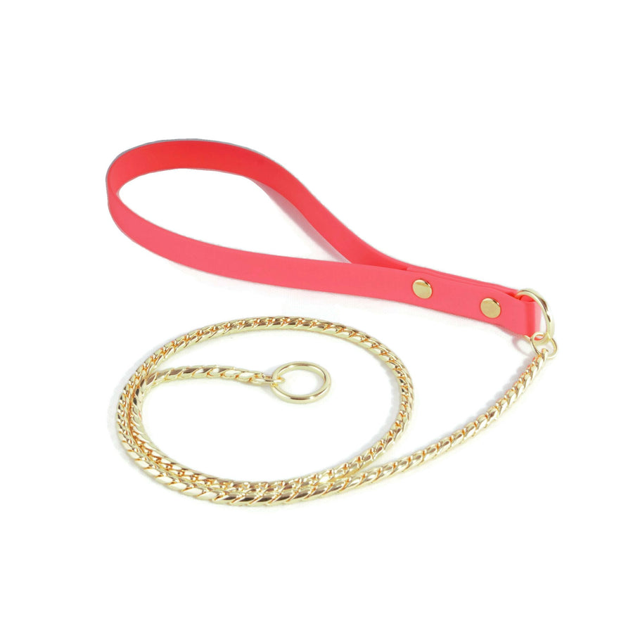 Gold Snake Show Lead Neon Pink